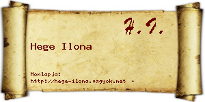 Hege Ilona névjegykártya